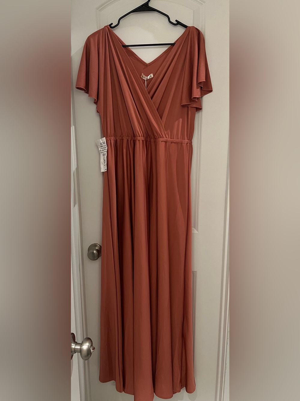 KOH KOH 2X Cinnamon Rose Pink Flutter Sleeve Maxi Dress NWT